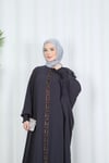 Yarasa Kol  Leopar Taşlı Elbise Antrasit  HNT8526