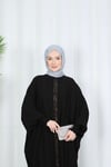 Yarasa Kol Taşlı Elbise Siyah HNT8526