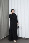 Yarım Pat Düğmeli Beli Bağcıklı Ayrobin Elbise Siyah  HNT85451