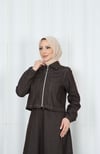 Ceketli Jile Elbise Tansel Kot Takım Kahverengi HNT8552