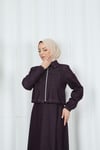 Ceketli Jile Elbise Tansel Kot Takım Mürdüm  HNT8552
