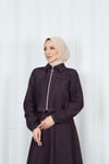 Ceketli Jile Elbise Tansel Kot Takım Mürdüm  HNT8552