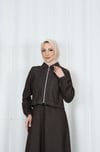 Ceketli Jile Elbise Tansel Kot Takım Kahverengi HNT8552