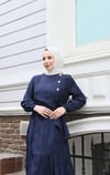 Yandan Bağlamalı Düğme Detaylı Elbise  Lacivert  HNT8566