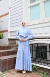 Yandan Bağlamalı Düğme Detaylı Elbise Bebe Mavisi HNT8566
