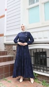 Yandan Bağlamalı Düğme Detaylı Elbise  Lacivert  HNT8566