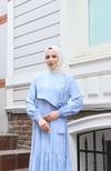 Yandan Bağlamalı Düğme Detaylı Elbise Bebe Mavisi HNT8566