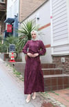 Yandan Bağlamalı Düğme Detaylı Elbise  Bordo HNT8566