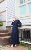 Yandan Bağlamalı Düğme Detaylı Elbise  Lacivert  HNT8566