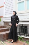 Yandan Bağlamalı Düğme Detaylı Elbise  Siyah HNT8566