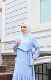 Yandan Bağlamalı Düğme Detaylı Elbise Bebe Mavisi HNT8566