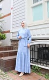 Yandan Bağlamalı Düğme Detaylı Elbise Bebe Mavisi HNT8566