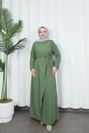 Toka Detaylı Bağlamalı Ayrobin Elbise Haki   HNT85921