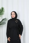 Toka Detaylı Bağlamalı Ayrobin Elbise Siyah  HNT85921