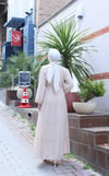 Kuşaklı Kat Kat Şifon  Elbise  Krem   HNT8595 
