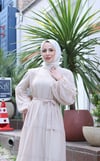 Kuşaklı Kat Kat Şifon  Elbise  Krem   HNT8595 