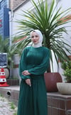 Kuşaklı Kat Kat Şifon  Elbise  Zümrüt    HNT8595 