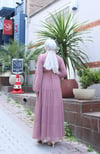 Kuşaklı Kat Kat Şifon  Elbise  Pudra    HNT8595 