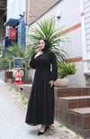 Kuşaklı Kat Kat Şifon  Elbise  Siyah  HNT8595 