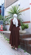 Kuşaklı Kat Kat Şifon  Elbise  Kahve   HNT8595 
