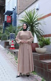 Kuşaklı Kat Kat Şifon  Elbise  Vizon   HNT8595 