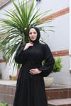 Kuşaklı Kat Kat Şifon  Elbise  Siyah  HNT8595 