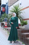 Kuşaklı Kat Kat Şifon  Elbise  Zümrüt    HNT8595 