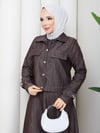 Tansel Kot Ceketi Düğmeli Jile Elbise Kahve  HNT85971