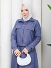 Tansel Kot Ceketi Düğmeli Jile Elbise Mavi HNT85971