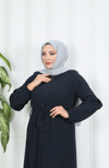 Eteği Ve Kolu  Fırfırlı Ferace Lacivert HNT7129