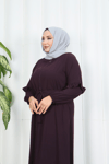 Eteği Ve Kolu  Fırfırlı Ferace Mor  HNT7129