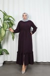 Eteği Ve Kolu  Fırfırlı Ferace Mor  HNT7129
