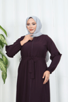 Eteği Ve Kolu  Fırfırlı Ferace Mor  HNT7129