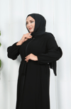 Eteği Ve Kolu  Fırfırlı Ferace Siyah  HNT7129