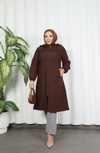 Fermuarlı Kapitone  Uzun Kap ACI KAHVE  HNT8581 