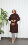 Fermuarlı Kapitone  Uzun Kap ACI KAHVE  HNT8581 