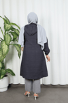 Fermuarlı Kapitone  Uzun Kap KOYU GRİ HNT8581 