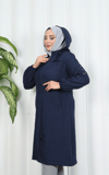 Fermuarlı Kapitone  Uzun Kap LACİVERT HNT8581 