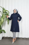 Fermuarlı Kapitone  Uzun Kap LACİVERT HNT8581 