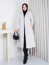 Kruvaze Yaka Kuşaklı Angora Kaban Krem  HNT2807