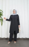 Kolları Taşlı Büyük Beden İkili Takım  Anne Takımı  Gri   HNT7097