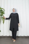 Kolları Taşlı Büyük Beden İkili Takım  Anne Takımı  Gri   HNT7097