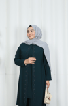 Kolları Taşlı Büyük Beden İkili Takım  Anne Takımı Gri HNT7097