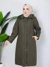 Çıkarılabilir Kapüşonlu  110 CM Kapitone Mont Haki HNT2805