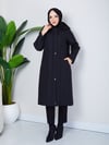 Çıkarılabilir Kapüşonlu  110 CM Kapitone Mont Siyah HNT2805