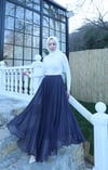Şifon Piliseli Astarlı Etek  Gri   HNT10081