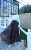 Şifon Piliseli Astarlı  Etek Kahve  HNT1008