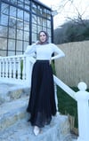 Şifon Piliseli Astarlı  Etek Siyah HNT1008