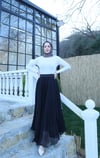 Şifon Piliseli Astarlı  Etek Siyah HNT1008