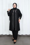 Kolları Taşlı Büyük Beden Anne Takımı Siyah   HNT2101 